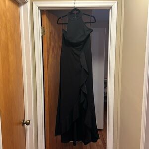 Women's High Neck Split Bodycon Mermaid Evening Cocktail Long Dress